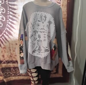 Gray Oversized Patchwork Sweatshirt (Reworked By Me ) 5x